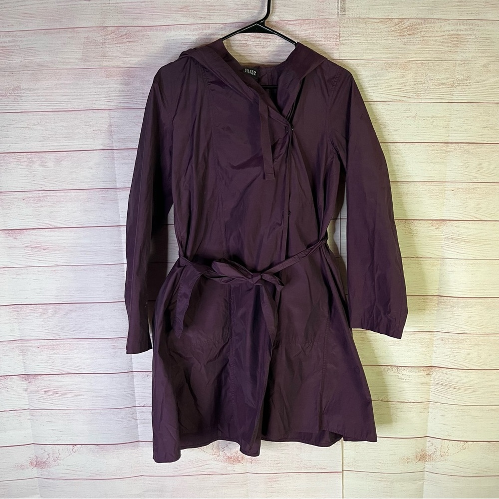 Eileen Fisher Wrap Belted Drawstring Hooded Raincoat Size‎ XS